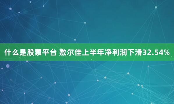 什么是股票平台 敷尔佳上半年净利润下滑32.54%