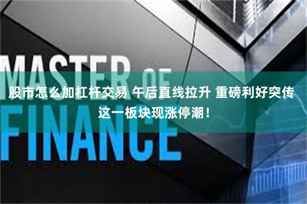 股市怎么加杠杆交易 午后直线拉升 重磅利好突传 这一板块现涨停潮！