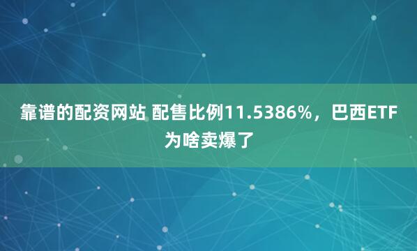靠谱的配资网站 配售比例11.5386%，巴西ETF为啥卖爆了