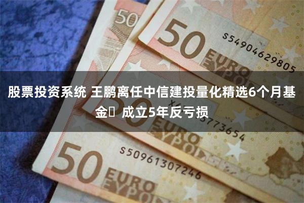 股票投资系统 王鹏离任中信建投量化精选6个月基金 成立5年反亏损