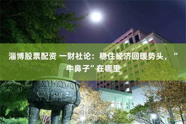 淄博股票配资 一财社论：稳住经济回暖势头，“牛鼻子”在哪里