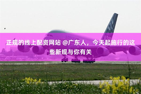 正规的线上配资网站 @广东人，今天起施行的这些新规与你有关