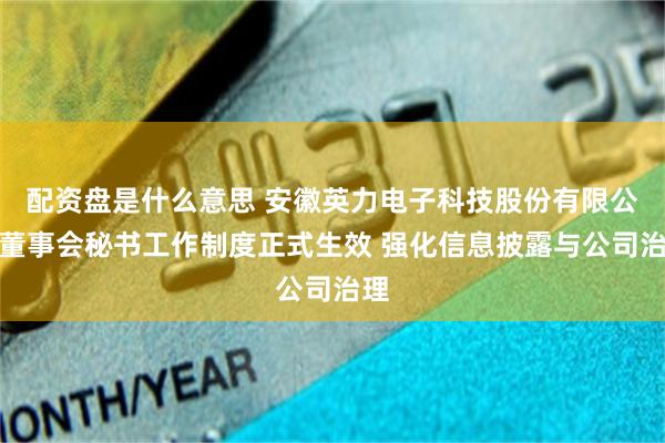 配资盘是什么意思 安徽英力电子科技股份有限公司董事会秘书工作制度正式生效 强化信息披露与公司治理