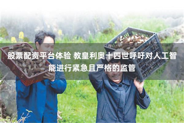 股票配资平台体验 教皇利奥十四世呼吁对人工智能进行紧急且严格的监管