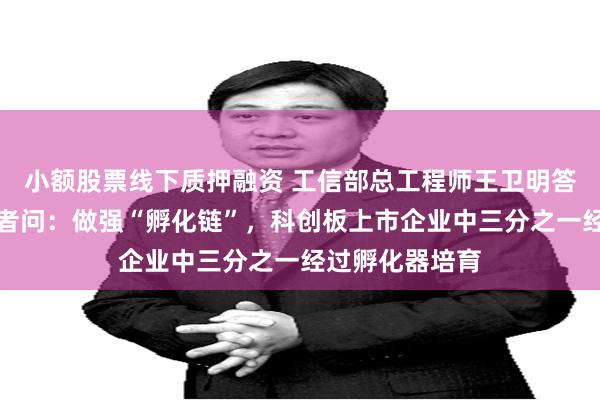小额股票线下质押融资 工信部总工程师王卫明答中国证券报记者问：做强“孵化链”，科创板上市企业中三分之一经过孵化器培育