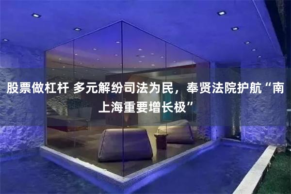 股票做杠杆 多元解纷司法为民，奉贤法院护航“南上海重要增长极”