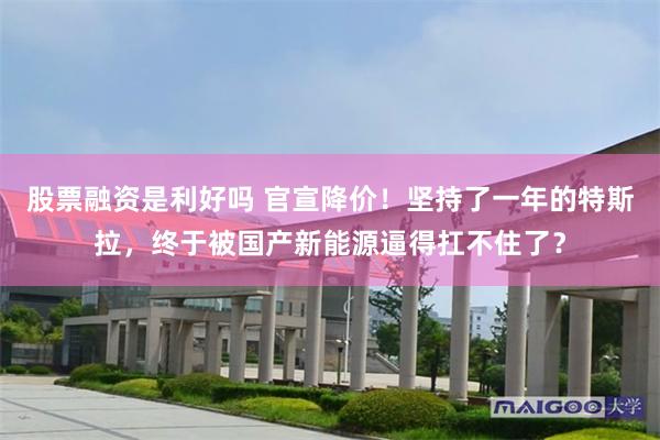股票融资是利好吗 官宣降价！坚持了一年的特斯拉，终于被国产新能源逼得扛不住了？
