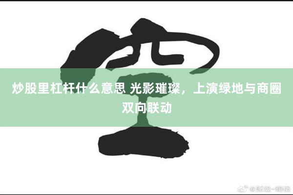 炒股里杠杆什么意思 光影璀璨，上演绿地与商圈双向联动